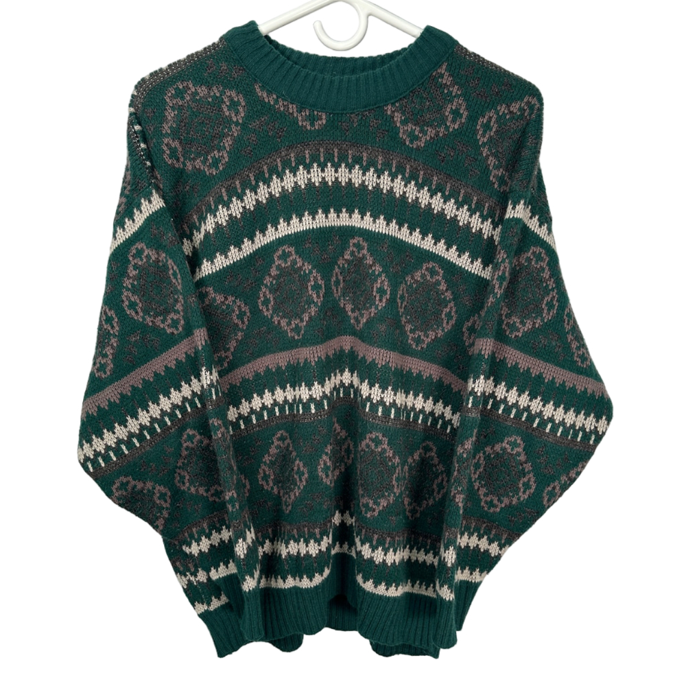 Vintage Gorpcore Grandpa Sweater Saskatchewan Roughriders Green Knit Crewneck
